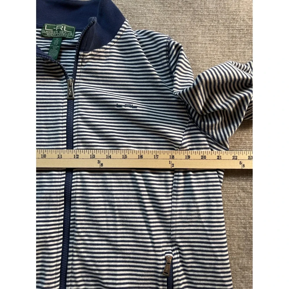 Lauren‎ Ralph Lauren Active Navy White Striped Zip Up Track Jacket Plus Size 1X